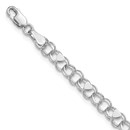 14K White Gold Double Link with Hearts Charm Bracelet - 8 mm