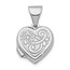 14k White Gold Heart Locket Pendant - 16 mm