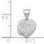 14k White Gold Heart Locket Pendant - 16 mm