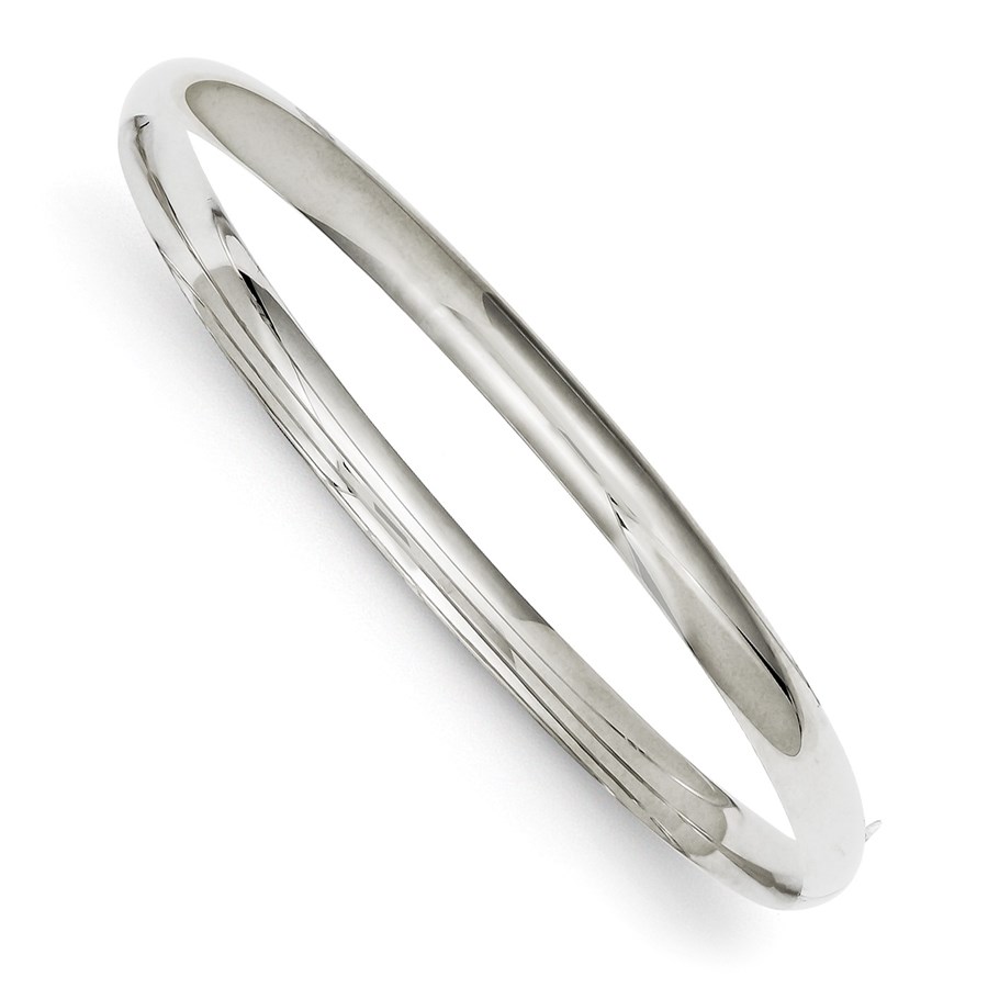 14k White Gold High Polished 4.0 mm Hinged Bangle