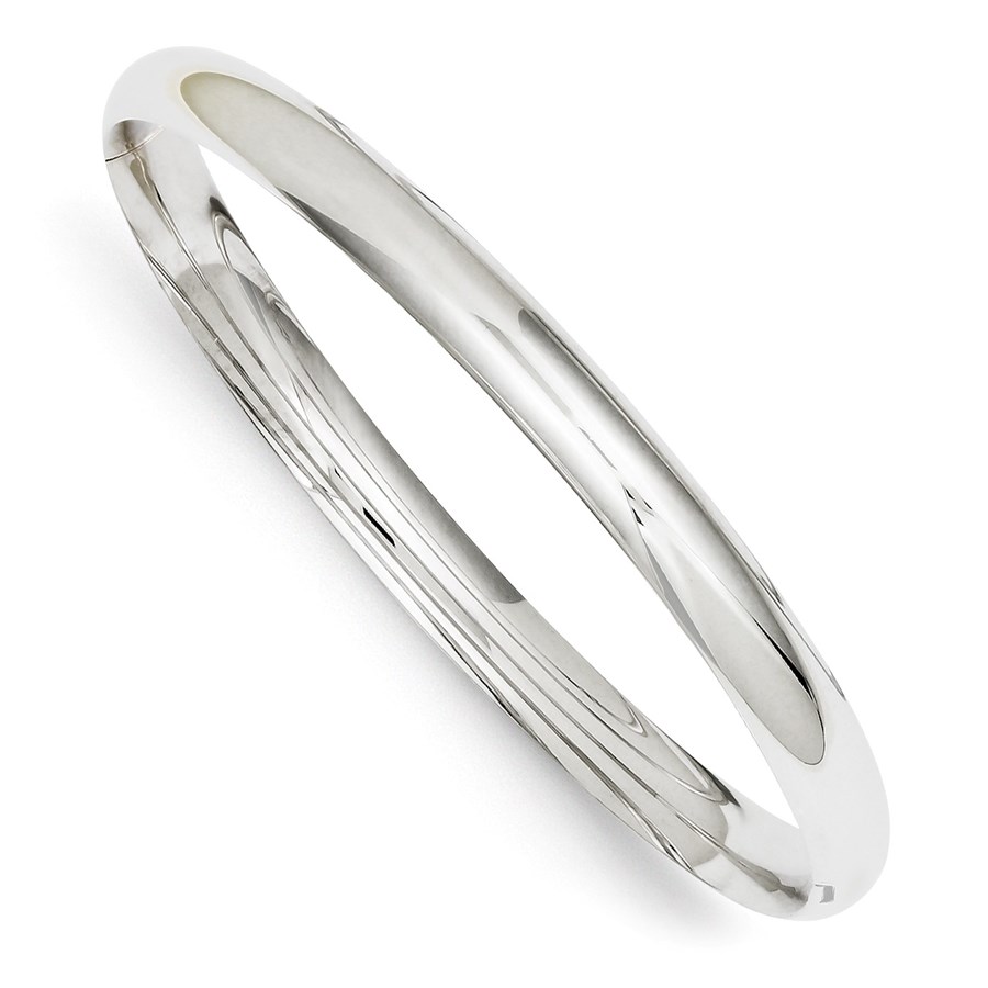 14k White Gold High Polished 6.00 mm Hinged Bangle