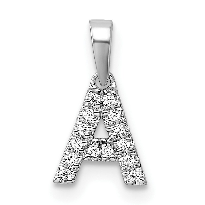 14K White Gold Letter A Initial with Bail Pendant - 13 mm