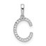 14K White Gold Letter C Initial Pendant - 15.8 mm