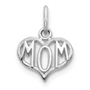 14K White Gold MOM Heart Charm - 14.6 mm