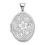 14k White Gold Oval Floral Scroll Border Locket - 30 mm