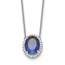 14K White Gold Oval Sapphire/ 18in. Halo Necklace - 18 in.