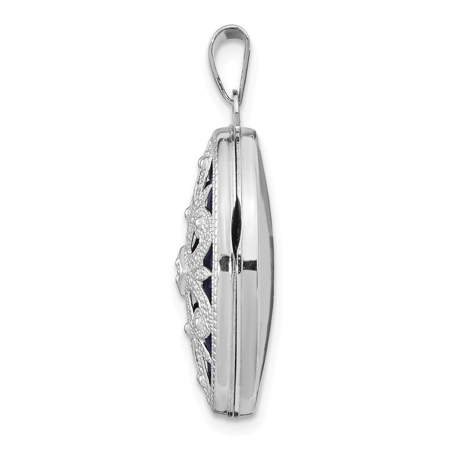 14k White Gold Oval w/Diamond Vintage Locket - 30 mm