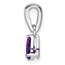 14K White Gold Pear Amethyst and Diamond Pendant - 16.3 mm