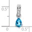 14K White Gold Pear Blue Topaz and Diamond Pendant - 16.3 mm