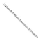 14k White Gold Polished Diamond Heart Bracelet - 7 in.