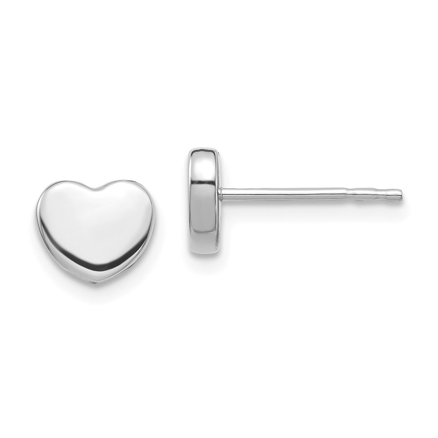 14k White Gold Polished Heart Post Earrings