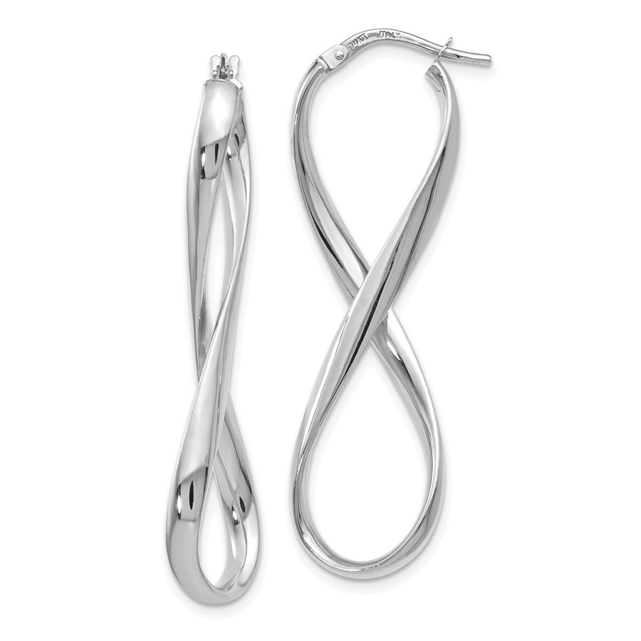 14K White Gold Polished Infinity Hoop Earrings - 46 mm