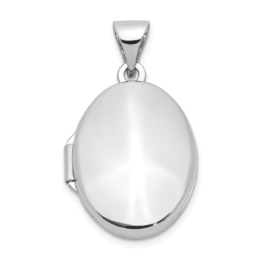 14k White Gold Polished Locket - 25 mm