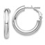 14k White Gold Polished Round Hoop Earrings - 4x15 mm