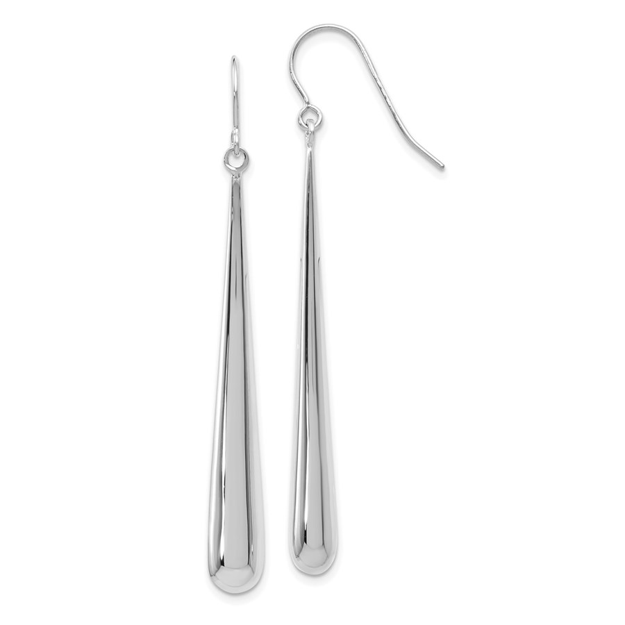 14K White Gold Polished Shepherd Hook Earrings - 53 mm