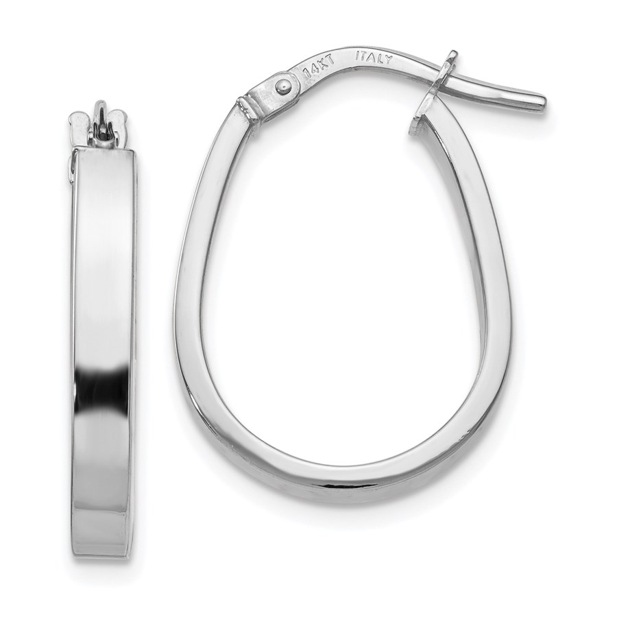 14K White Gold Polished U-Shape Hoop Earrings - 21 mm