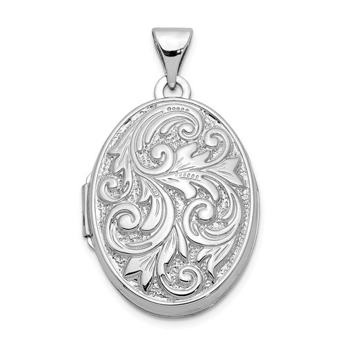 14k White Gold Reversible Love You Always Oval Locket - 21 mm