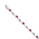 14K White Gold Sapphire Ruby Gemstone Bracelet - 7 in.