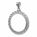 14K White Gold Screw-Top Rope Polished Coin Bezel - 27 millimeter