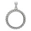 14K White Gold Screw-Top Rope Polished Coin Bezel - 32.7 mm