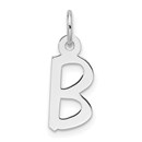 14K White Gold Slanted Block Letter B Initial Charm - 18.9 mm