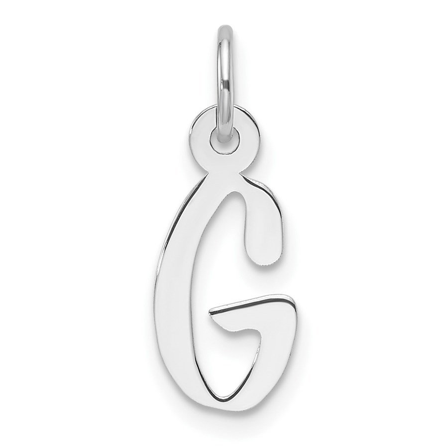 14K White Gold Slanted Block Letter G Initial Charm - 18.7 mm