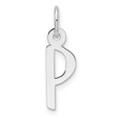 14K White Gold Slanted Block Letter P Initial Charm - 18.7 mm