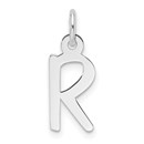 14K White Gold Slanted Block Letter R Initial Charm - 18.7 mm