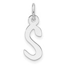 14K White Gold Slanted Block Letter S Initial Charm - 19 mm