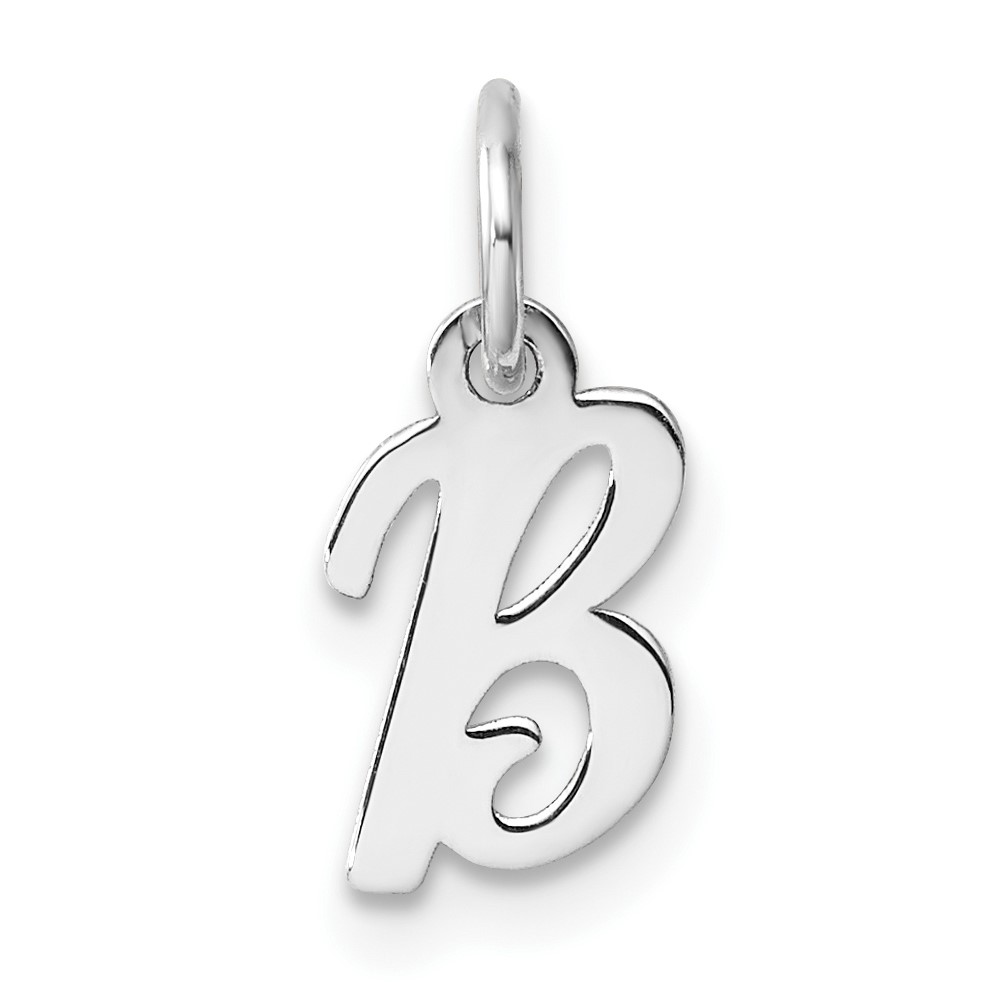 14K White Gold Small Script Letter B Initial Charm - 15 Mm