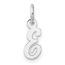 14K White Gold Small Script Letter E Initial Charm - 15.7 mm