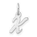 14K White Gold Small Script Letter K Initial Charm - 15 mm