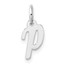 14K White Gold Small Script Letter P Initial Charm - 15.5 mm