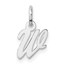 14K White Gold Small Script Letter W Initial Charm - 15 mm