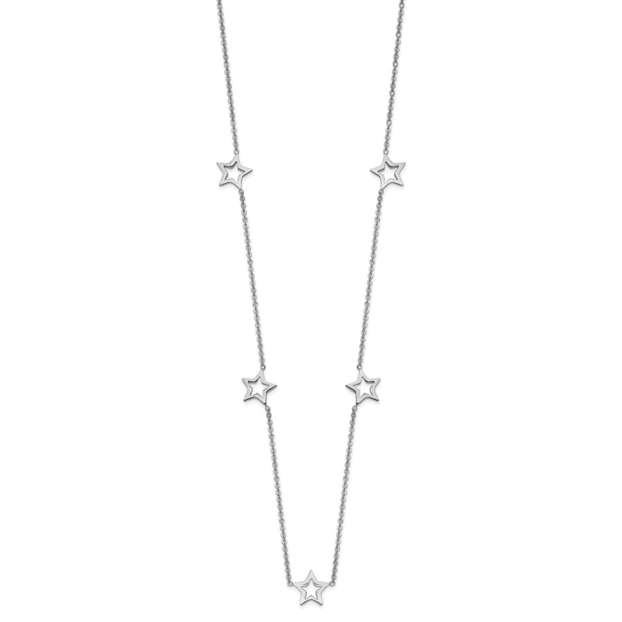 14K White Gold Star w/2in Extension Necklace - 16 in.