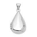 14k White Gold Tear Drop Diamond Set Locket - 30 mm