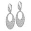 14K White Gold Textured Floral Leverback Earrings - 40 mm