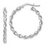 14K White Gold Twisted Hoop Earrings - 26 mm