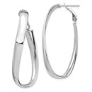 14k White Gold Twisted Omega Back Oval Hoop Earrings - 5 mm