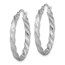 14K White Gold Twisted Satin Diamond-Cut Hoop Earrings - 26 mm