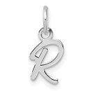 14K White Gold Uppercase Letter R Initial Charm - 15.6 mm