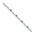 14K White Gold w/ Diamond and Emerald Linked Bracelet - 7 in.