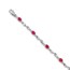 14K White Gold w/ Diamond Ruby Gemstone Linked Bracelet - 7 in.