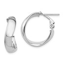 14k White Gold Wavy Omega Back Hoop Earrings - 5x19 mm