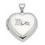 14K White Gold White Agate Mom 18mm Heart Locket - 24 mm