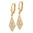 14K with Rhodium D/C Leverback Earrings - 37 mm