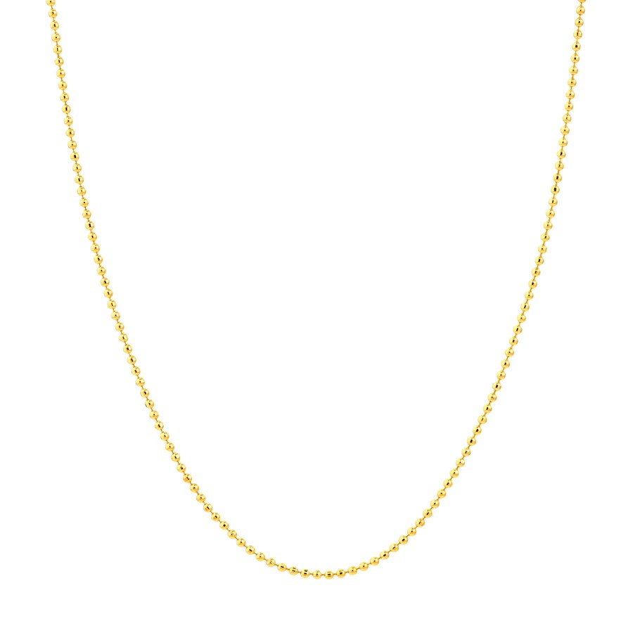 14K Yellow Gold 0.8 mm Bead Chain w/ Spring Ring Clasp - 16 in.