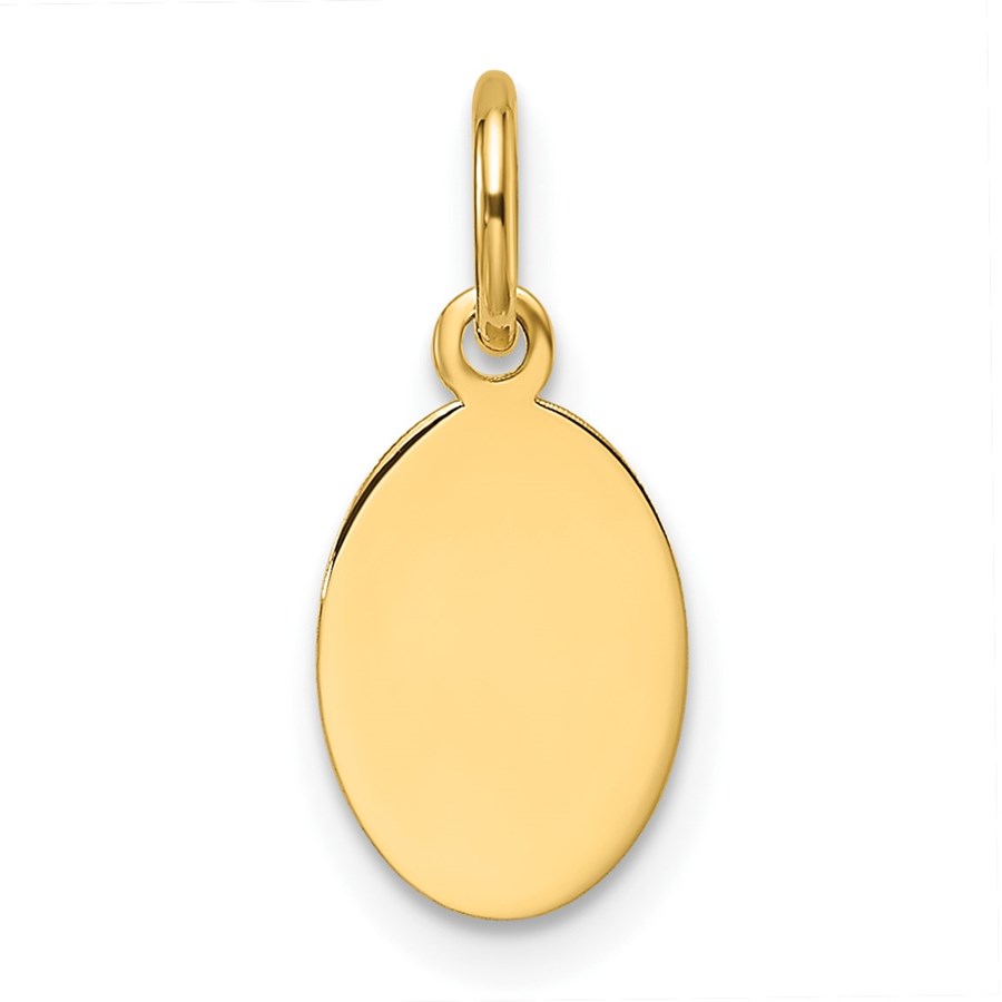 14K Yellow Gold .009 Gauge Engravable Oval Disc Charm - 17.9 mm