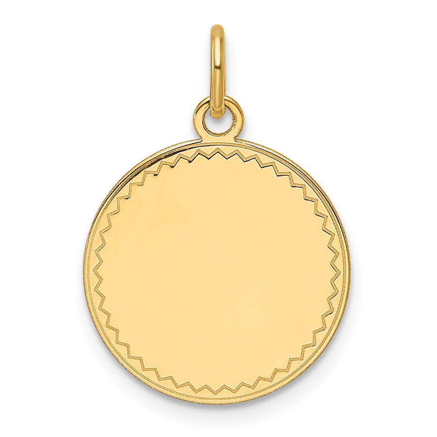 14K Yellow Gold .009 Gauge Engravable Round Disc Charm - 21.5 mm