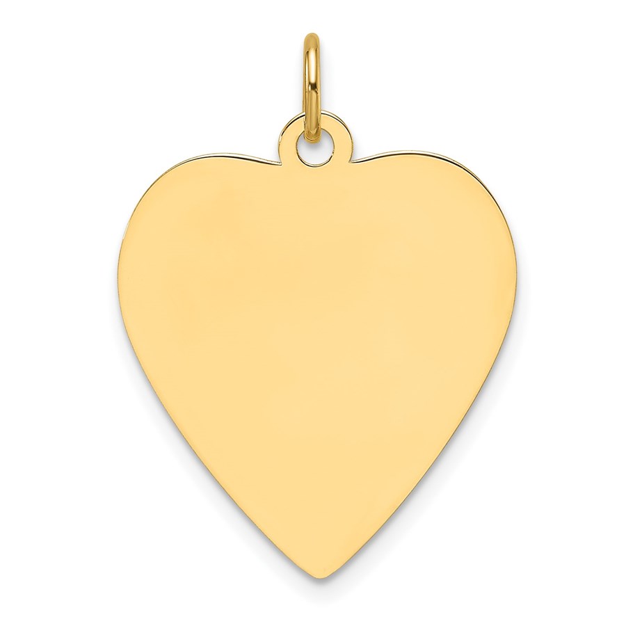 14K Yellow Gold .011 Gauge Engravable Heart Disc Charm - 28.8 mm